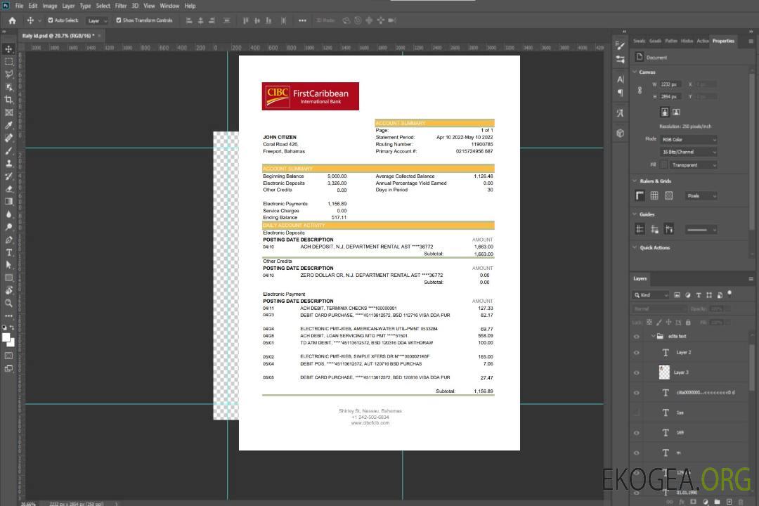 Relevé bancaire de la FirstCaribbean International Bank des Bahamas xls template Relevé bancaire de la FirstCaribbean International Bank des Bahamas xls template